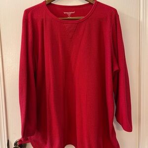 Woman Within Ribbed Thermal Red Top